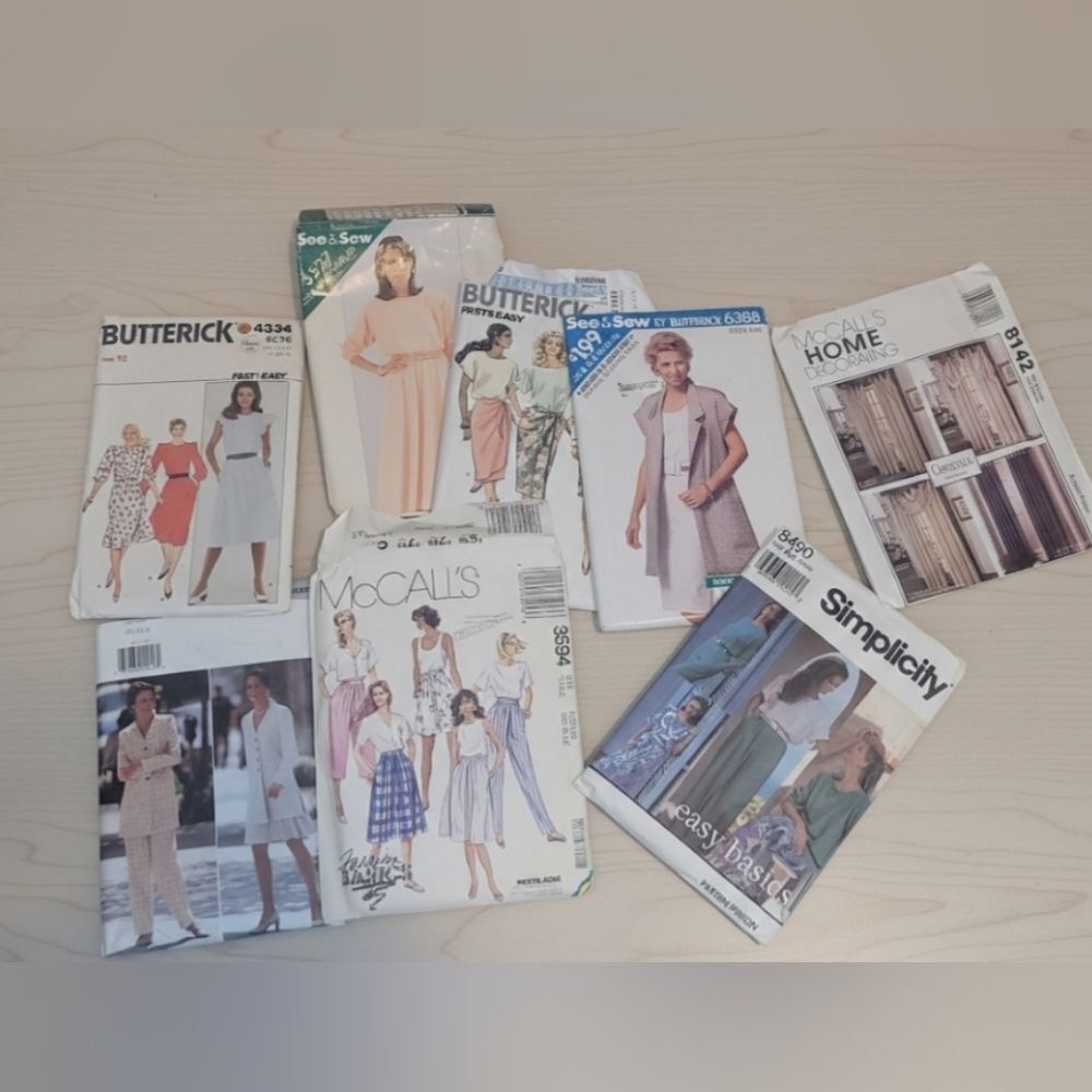 Vintage 1980s/90s Sewing Pattern Lot (8 Patterns) - Butterick, McCall’s, Simplic